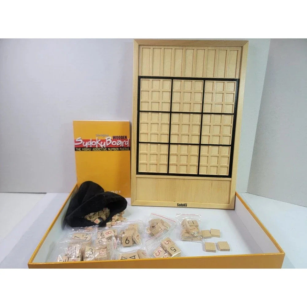 Smart Minds Original Wooden Sudoku Board Number Puzzle Game Complete w/ Box Book